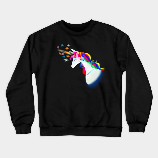 Colorful The last unicorn Crewneck Sweatshirt by abanosii